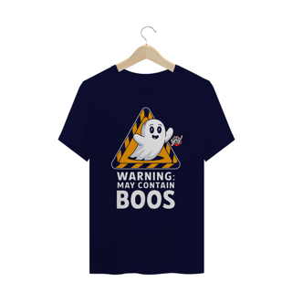 Nome do produto Aviso: Pode Conter Boos - Fantasma Brincalhão - Camiseta Plus Size