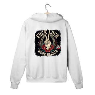 Nome do produto Fuck Luck, Work Harder - Moletom com Zíper
