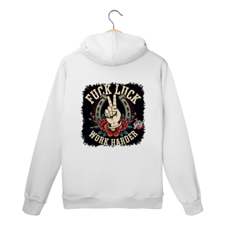 Nome do produto Fuck Luck, Work Harder - Moletom Canguru Costas