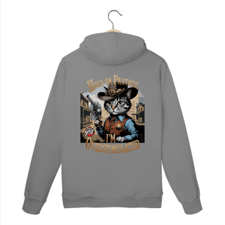 Nome do produto Gato Cowboy Superestimulado - Moletom Canguru Costas