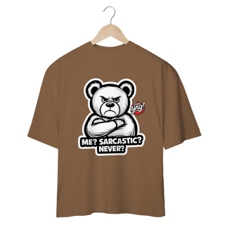 Nome do produto Sarcástico? Nunca! Camiseta Plus Size