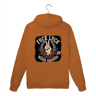 Nome do produto Fuck Luck, Work Harder - Moletom Canguru Costas