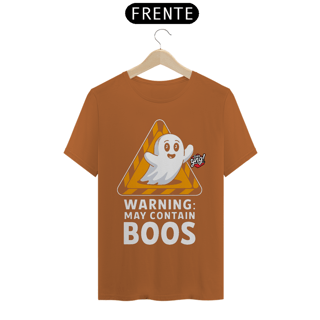 Nome do produto Aviso: Pode Conter Boos - Fantasma Brincalhão - Camiseta Unissex