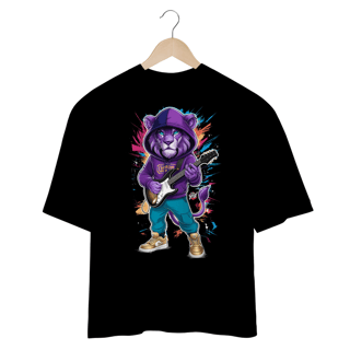 Nome do produto Leão Rock Star – Energia Selvagem em Alta Voltagem - Camiseta Plus Size
