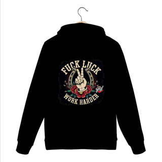 Nome do produto Fuck Luck, Work Harder - Moletom Canguru Costas