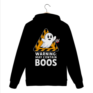 Nome do produto Aviso: Pode Conter Boos - Fantasma Brincalhão - Moletom Canguru Costas