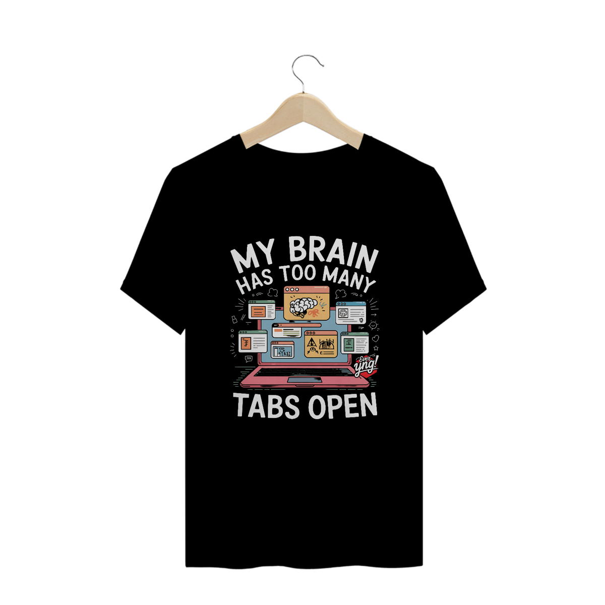 Nome do produto: Meu Cérebro Tem Muitas Abas Abertas - Camiseta Plus Size