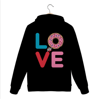 Nome do produto Amor e Donuts - Moletom Canguru Costas