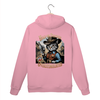 Nome do produto Gato Cowboy Superestimulado - Moletom Canguru Costas