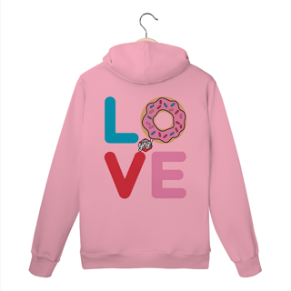 Nome do produto Amor e Donuts - Moletom Canguru Costas