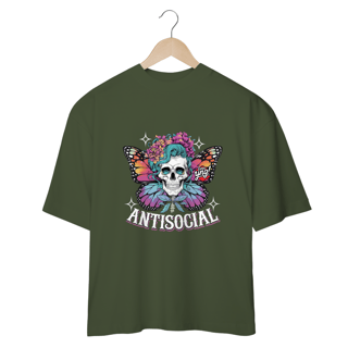 Nome do produto Antissocial floral - Camiseta Plus Size