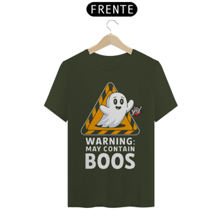 Nome do produto Aviso: Pode Conter Boos - Fantasma Brincalhão - Camiseta Unissex