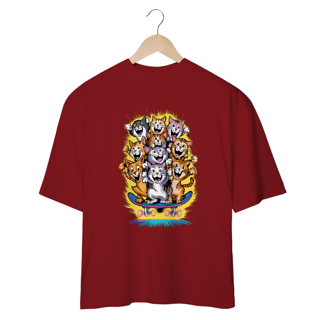 Nome do produto Gatos Skatistas – A Energia dos Felinos em Movimento! - Camiseta Plus Size