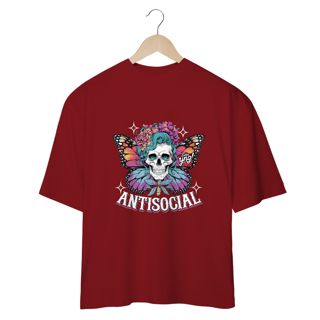 Nome do produto Antissocial floral - Camiseta Plus Size