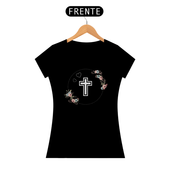 Camiseta Baby Long Prime Cruz em Flores
