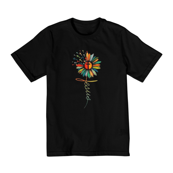 Camiseta Quality Infantil (10 a 14) Flor Jesus