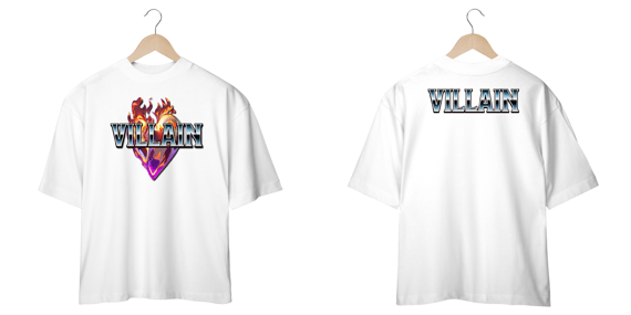 Camiseta Oversized Villain Coração metalizado