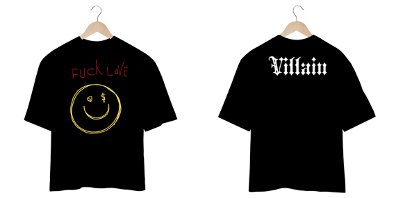 Camiseta Oversized Villain Fuck Love
