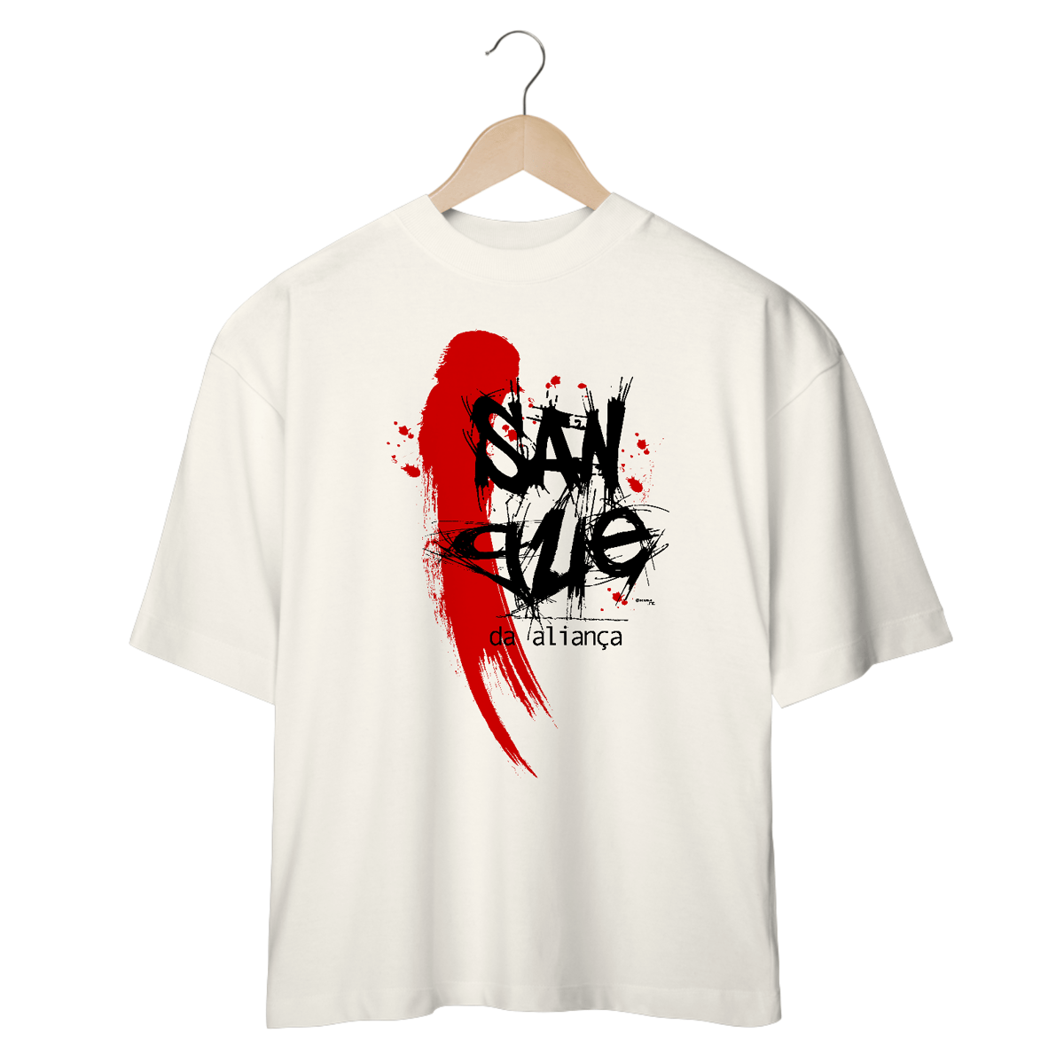 Nome do produto: Camiseta Oversized Sangue da Aliança - Off-white