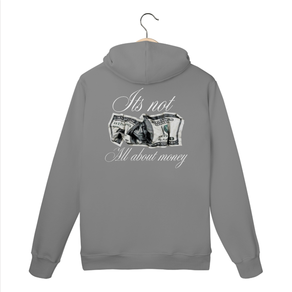 MOLETOM ITS NOT ALL ABOUT MONEY PRETO E CINZA