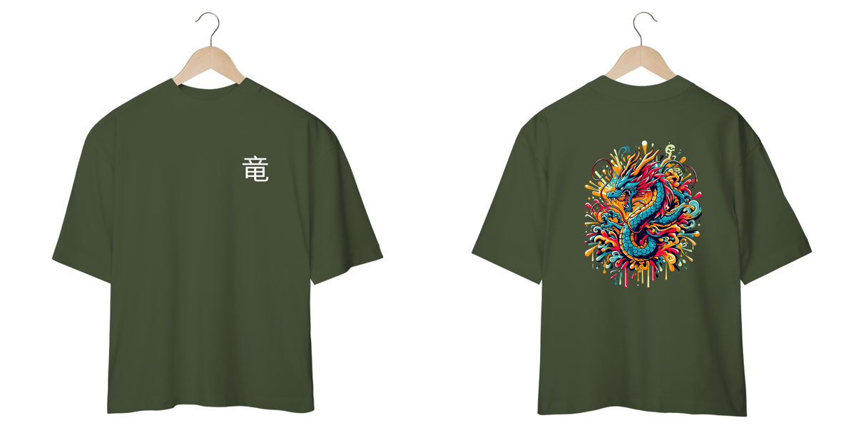 Nome do produto: CAMISETA OVERSIZED -  DRAGÃO