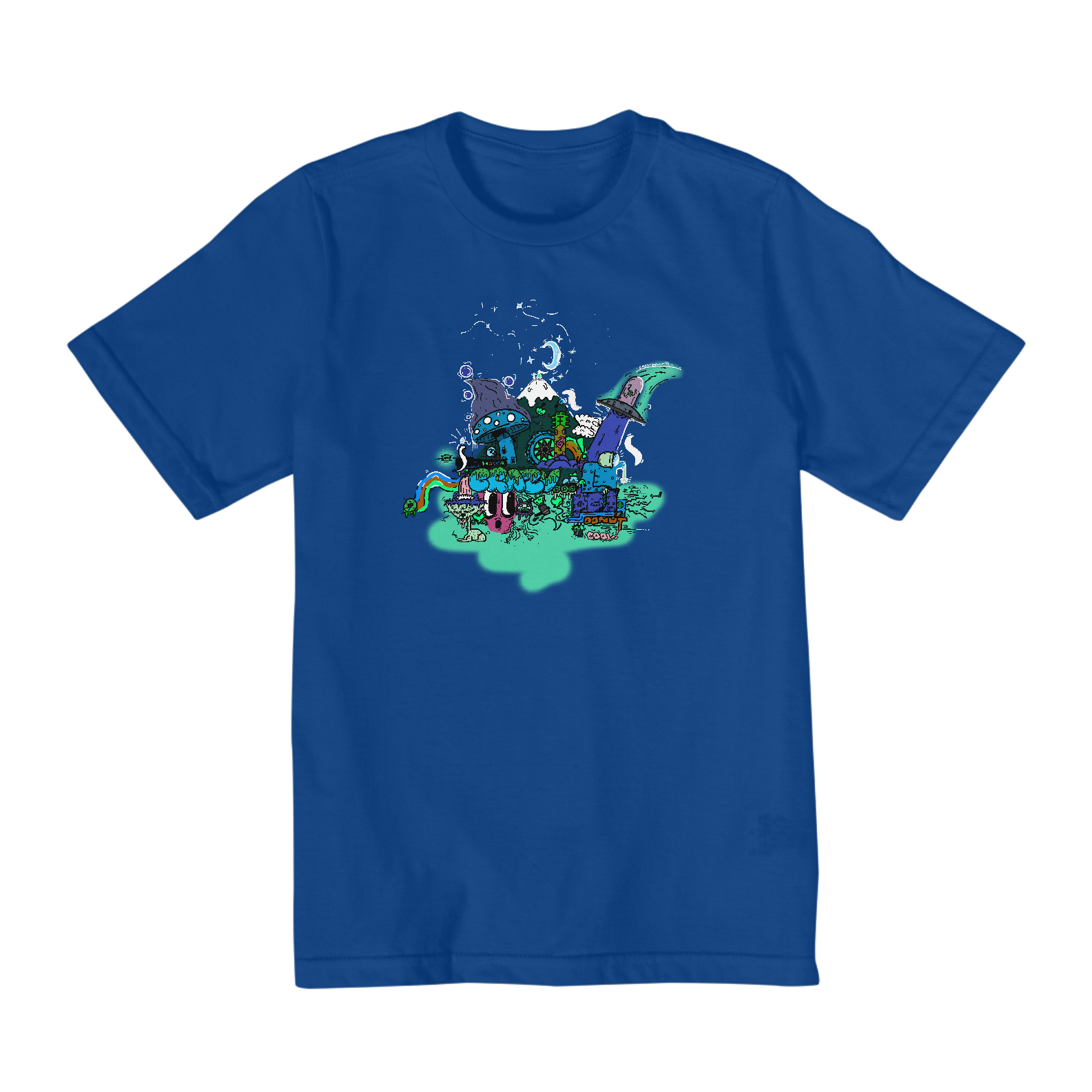 Camiseta Infantil Skate Doodle Cogumelo Fantasia Gnomos Elfos - Crazy Donut