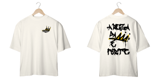 Nome do produto Camiseta Oversized Streetwear Estilo Grafite, Skate, Hip-Hop, Grau, Pixação - A Reza da Coroa é Forte 2.0