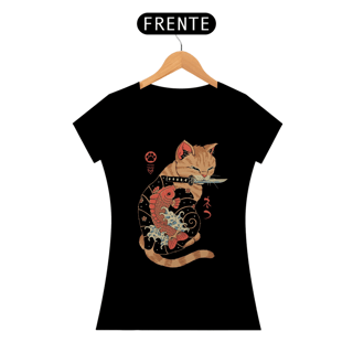 Camiseta baby look Gato Cultura japonesa O TATUADO - BLGCJ39