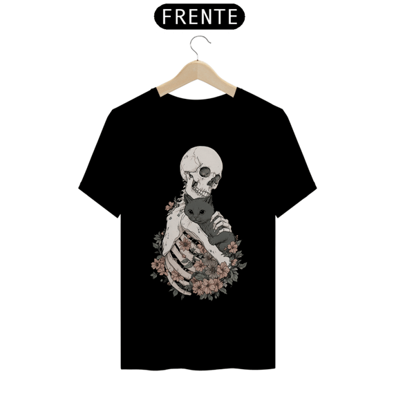 Camiseta de caveira - Skull, Cats and Flowers - SCF25