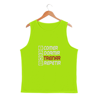 Nome do produto Regata Masc Dry UV - Comer, Dormir, Treinar e Repetir.