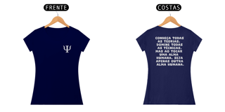 Nome do produto Camiseta Baby Long - Psicologia Frases de Jung - Conheça Todas as Teorias - Estampa Frente e Costas