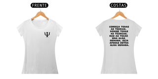 Nome do produto Camiseta Baby Long - Psicologia Frases de Jung - Conheça Todas as Teorias - Estampa Frente e Costas