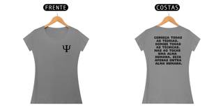 Nome do produto Camiseta Baby Long - Psicologia Frases de Jung - Conheça Todas as Teorias - Estampa Frente e Costas