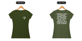 Nome do produto Camiseta Baby Long - Psicologia Frases de Jung - Conheça Todas as Teorias - Estampa Frente e Costas