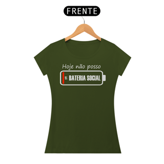 Nome do produto Camiseta Baby Long - Hoje Não Posso - 1% Bateria Social
