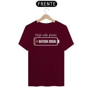 Nome do produto Camiseta Unissex - Hoje Não Posso - 1% Bateria Social