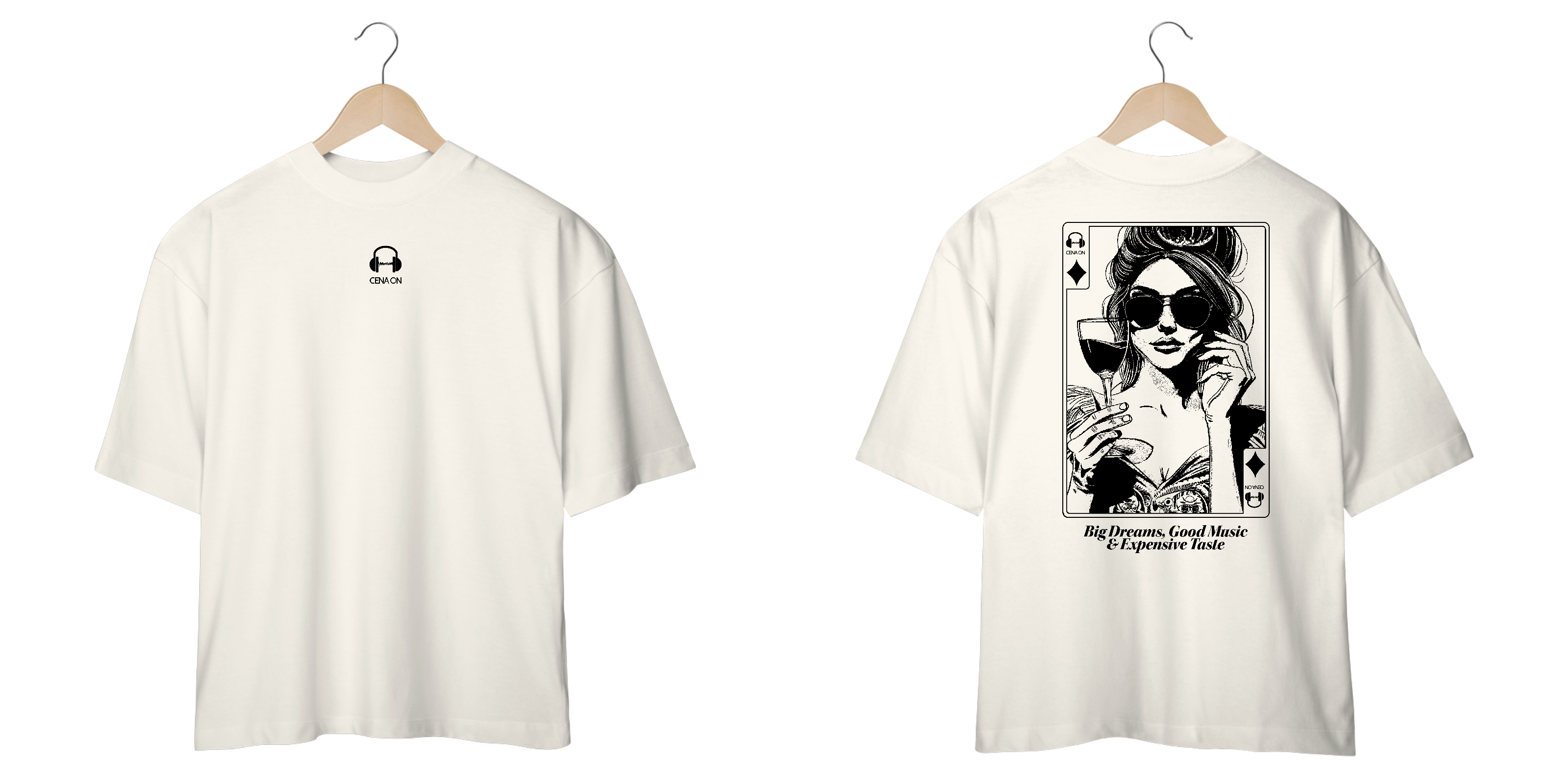 Camiseta Oversized Big Dreams Good Music Expensive Taste