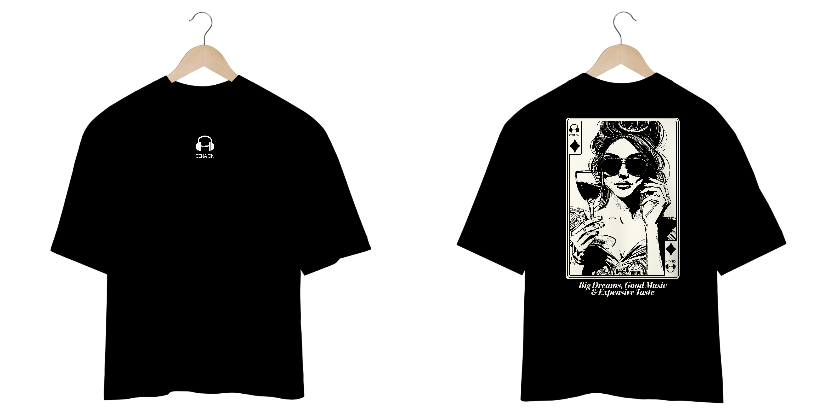 Camiseta Oversized Big Dreams Good Music Expensive Taste