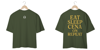 Nome do produto Camiseta Oversized - eat, sleep, cena on , repeat