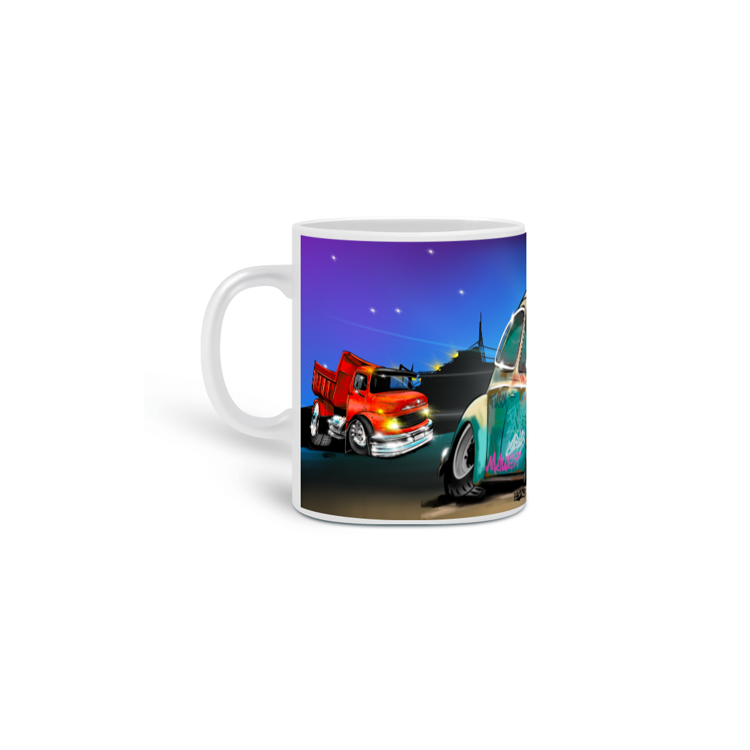 Caneca fusca e caminhão antigo 