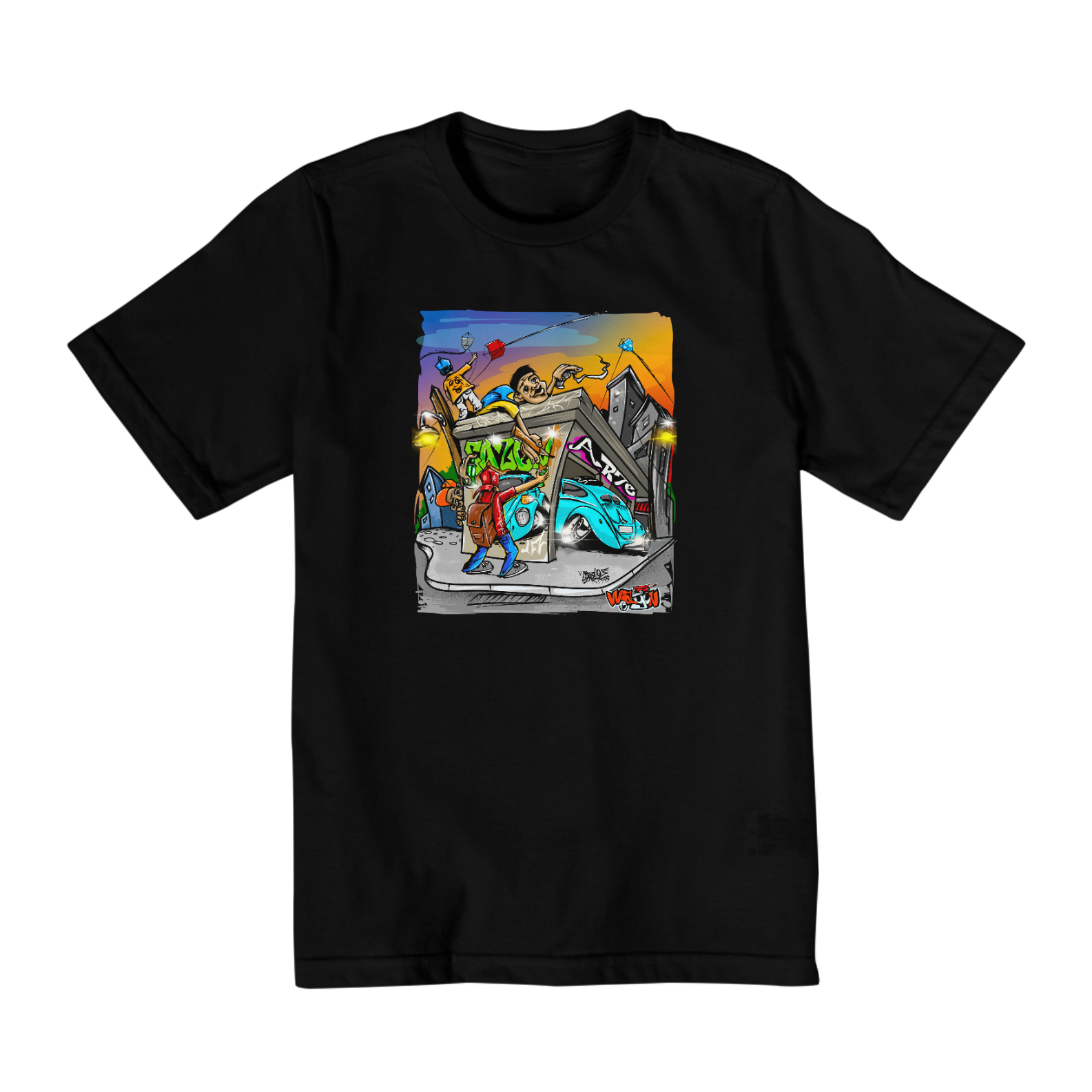 Camiseta graffiti e o fusquinha para criança 