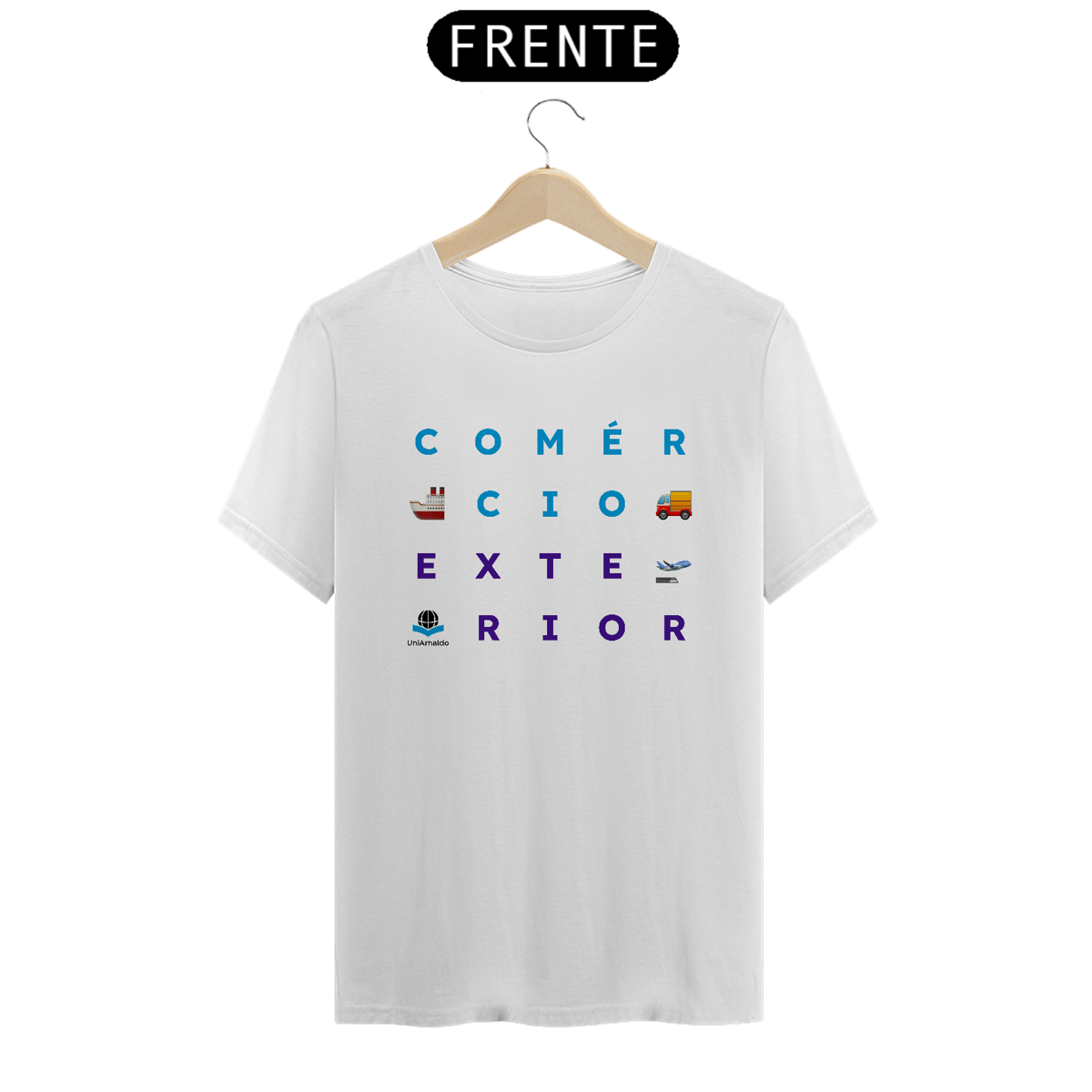 Nome do produto: Camiseta Ícones Comércio Exterior UniArnaldo
