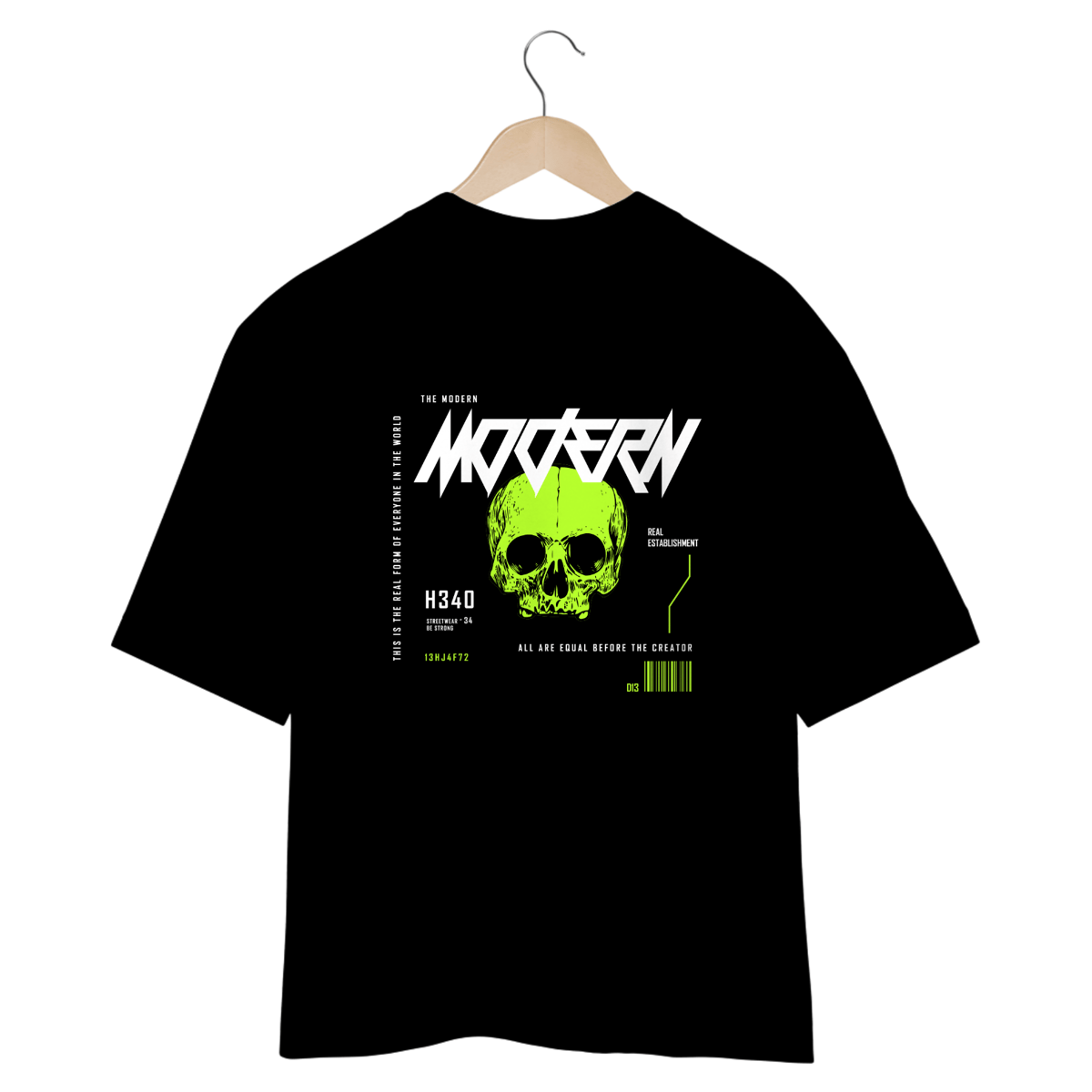 Nome do produto: Camiseta Oversized Modern Skull Estampa Costas