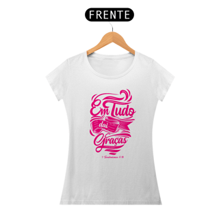 Nome do produto Camiseta Cristã Em tudo daí Graças | Baby Long Prime