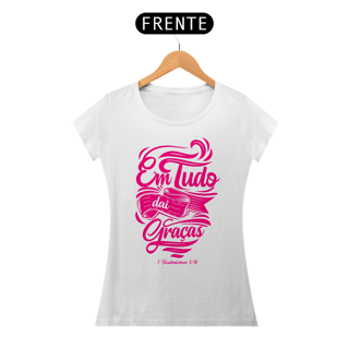 Nome do produto Camiseta Cristã Em tudo daí Graças | Baby Long Prime