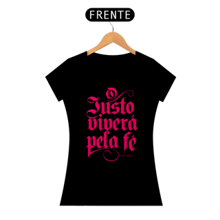 Nome do produto Camiseta Cristã O Justo viverá pela Fé | Baby Long Prime