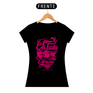 Nome do produto Camiseta Cristã Em tudo daí Graças | Baby Long Prime