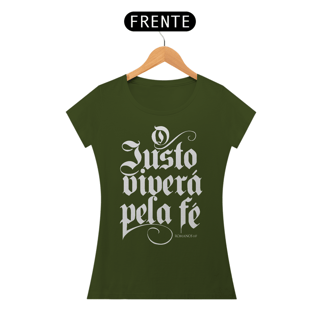 Nome do produto Camiseta Cristã O Justo Viverá pela Fé | Baby Long Quality