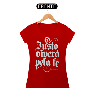 Nome do produto Camiseta Cristã O Justo Viverá pela Fé | Baby Long Quality