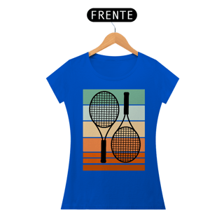 Nome do produto  Camiseta Feminina Estampada Raquetes de Tênis - Estilo Retro